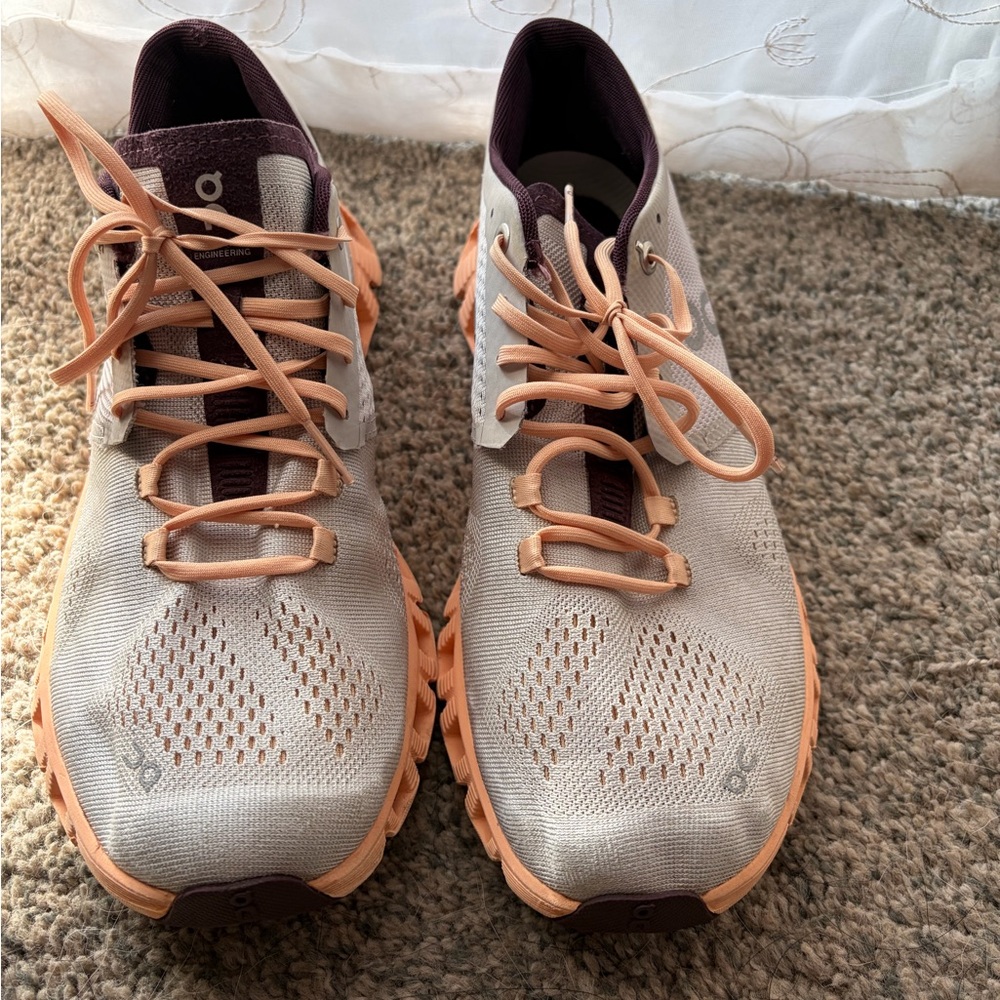 On Running Women's Shoes in Cream and Orange